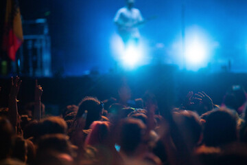  crowd partying stage lights live concert summer music festival