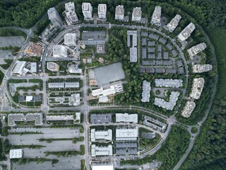 Aerial shot of a residential district plan