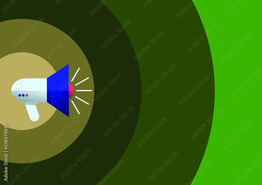 Aufkleber megaphone with sound waves on a circular background