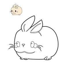 Sitting cute rabbit.Coloring book for children.