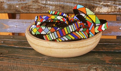 Handmade bracelets in a bowl