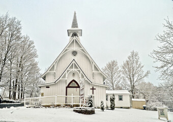 church in the snow - Powered by Adobe