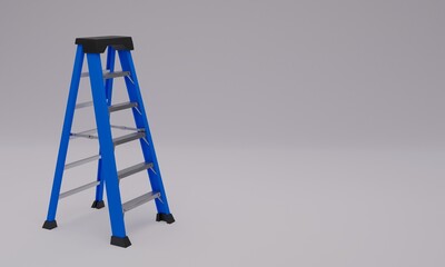 3d illustration, ladder, gray background, copy space 3d rendering