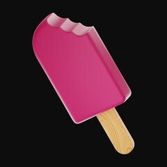 Food Pink Ice Cream Icon 3d Rendering 