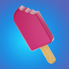 Food Pink Ice Cream Icon 3d Rendering 