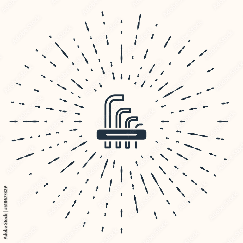 Poster grey tool allen keys icon isolated on beige background. abstract circle random dots. vector