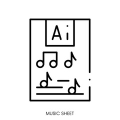 music sheet icon. Linear style sign isolated on white background. Vector illustration