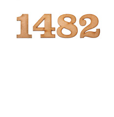 Number 1482 in wood, isolated on white background