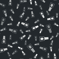 Grey Bottle of nail polish icon isolated seamless pattern on black background. Vector