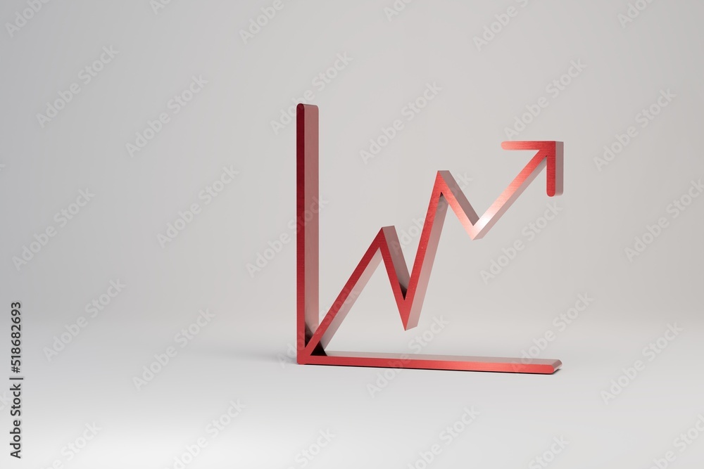 Aufkleber growth chart. graph in the form of a red arrow on a white background. graphical display of progress.