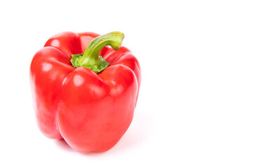 Red bell pepper paprika vegetable crop isolated on white, copy space
