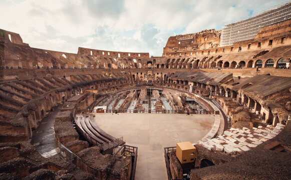 Rome, Italy: interior of the Colleseum landmark