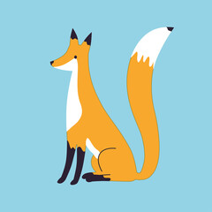 Sitting fox flat vector illlustration