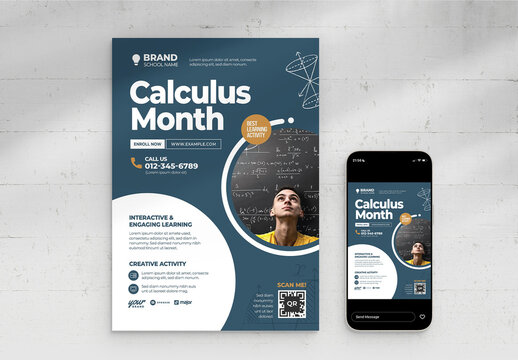 Modern School College Education Flyer Poster with Math Theme