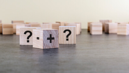 Plus and Minus Symbol on Dice, Copyspace