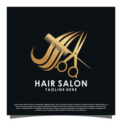 Luxury hair salon logo design Premium Vector