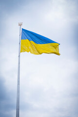 flag on blue sky
Ukraine Flag in the Kiev. - 518685826