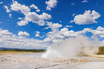 Sunny view of the landscape of Fountain Geyser of Fountain Paint Pots