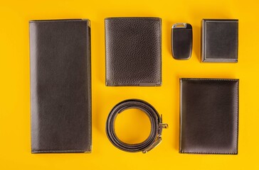 Naklejka premium Men's business leather accessories