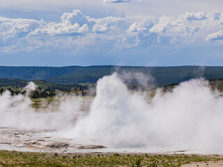 Sunny view of the landscape of Fountain Geyser of Fountain Paint Pots