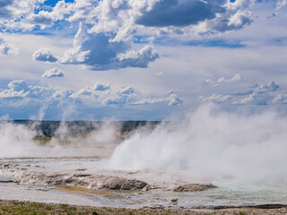 Sunny view of the landscape of Fountain Geyser of Fountain Paint Pots