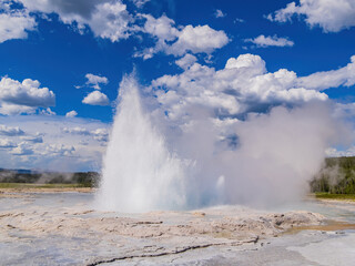 Sunny view of the landscape of Fountain Geyser of Fountain Paint Pots