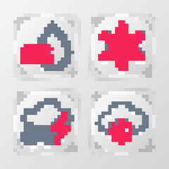 Set line Cloud with snow, rain and lightning, Snowflake and Water drop percentage icon. Vector