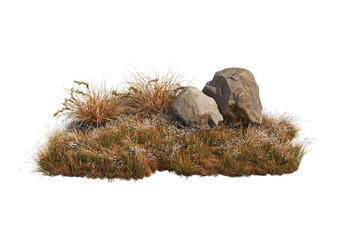 Rocks and meadows in autumn on a white background.
