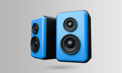 Audio speaker 3d icon. Loudspeaker icon, music instruments symbol. 3d rendered illustration.