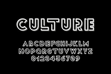 Vector designer minimalistic alphabet. Trendy english font. Bold simple latin letters and numbers. New creative signs typeface