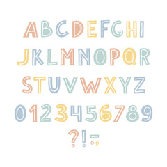 Hand drawn alphabet and numbers