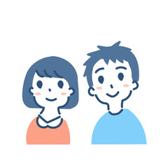 男の子と女の子　上半身イラスト