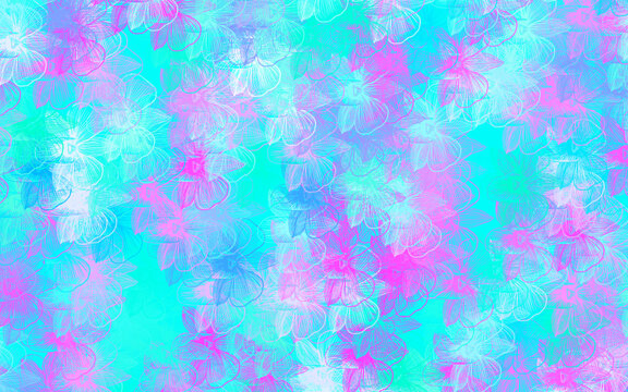 Dark Pink, Blue vector doodle pattern with flowers.