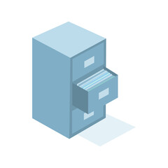 An open bedside table with documents on a white background. Vector illustration