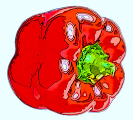 Sweet pepper sign illustration pop-art background icon with color spots