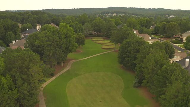 Aerial 4k  video of panoramic view of a golf course