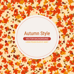 Fototapeta na wymiar Autumn cartoon style vector background with colorful leaves 