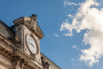 Selective blur on an old train station clock on Bordeaux Saint Jean Train station. Bordeaux St Jean...
