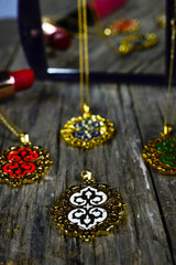 Pattern Jewelry chain necklace  Azerbaijan National Pattern Antique National Treasure .