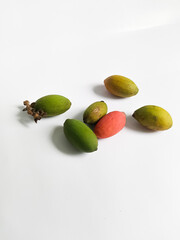 green olives on white background 