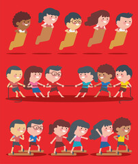 A group of Indonesian young people are conducting competitions which are usually held on August 17, such as clog competitions, sack races and tug of war competitions.