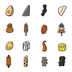 光沢がついたミニおでんアイコンセット