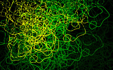 Dark Green, Yellow vector backdrop with memphis shapes.