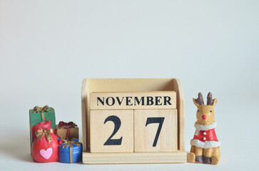 November 27, Christmas, Birthday with number cube design for the background.