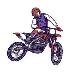 Motocross Rider Flying freestyle on the air Vector Illustration