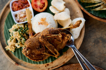 close up of traditional fried chicken dish from Indonesia