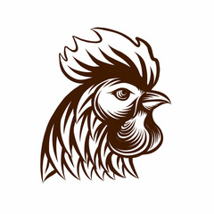 Head Of A Rooster With Hand Drawn Vector Style Illustration