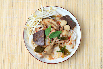 Traditional Thai FoodThai Rice Noodles in Fish and Anchovy Curry Sauce