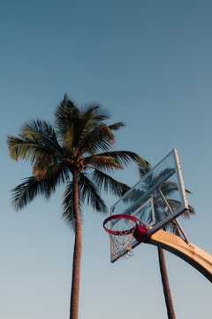 basketball hoop on a beach
