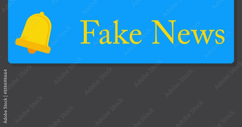Poster fake news text on notification bubble from portable information device screen. mobile app message, c